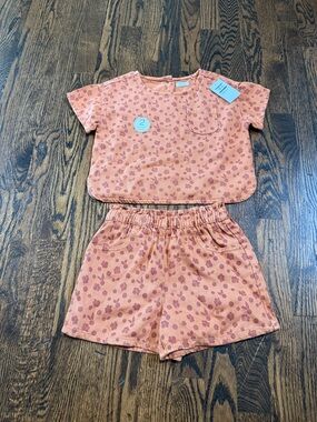next Peach Short Sleeve Pajama Set with Cherry Print